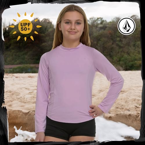 Girls Long Sleeve Rash Guard - UPF 50+ Swim Shirt - Lavender