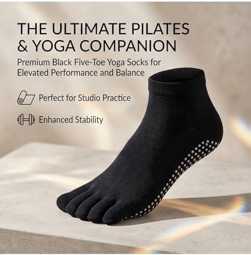 Pilates Grip Socks for Women - Non Slip, 2 Pairs Dark Purple & Rose