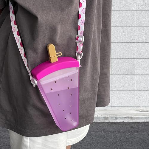 Cute Watermelon & Ice Cream 320ml Portable Water Bottle with Straw for Girls