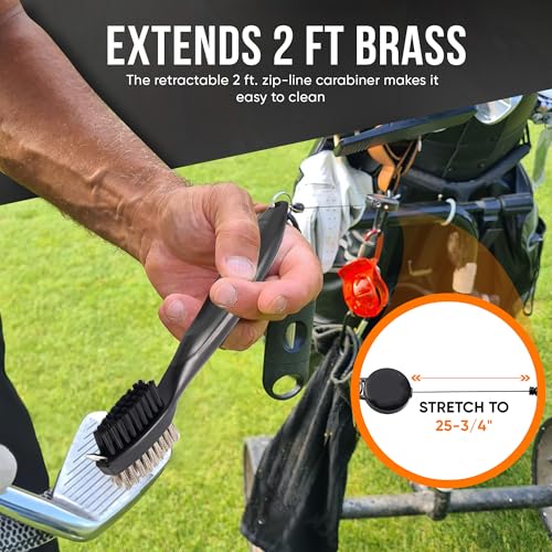 Golf Club Cleaning Brush with Retractable Clip - Ergonomic Design