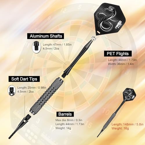 16g Soft Tip Darts Kit with Extra Flights for Beginners