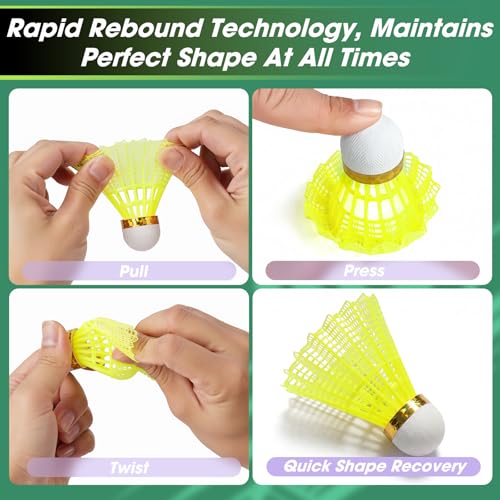 Yellow Nylon Badminton Shuttlecocks - 12 Pack Birdies