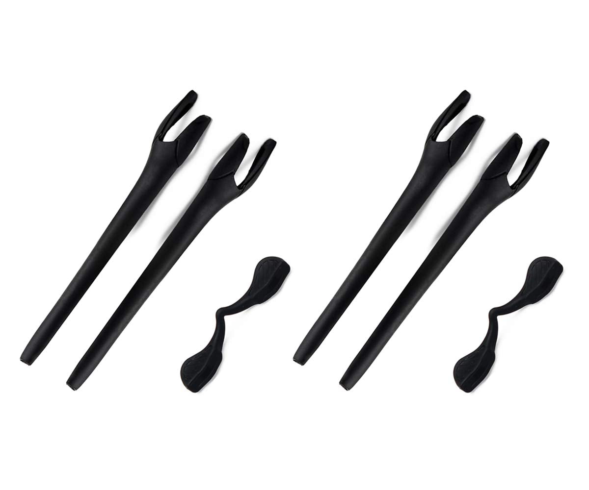 SAUCER Replacement Nose Pieces Pads & Earsocks Temple Sleeve Rubber Kit for Oakley Radar EV Path OO9208 | Radar EV Pitch OO9211 | Radar EV Advancer OO9442 Sunglass - Black + Black