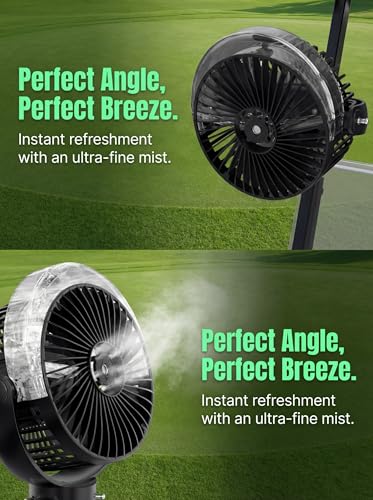 2-Pack Magnetic Golf Cart Misting Fan with 12000mAh Battery