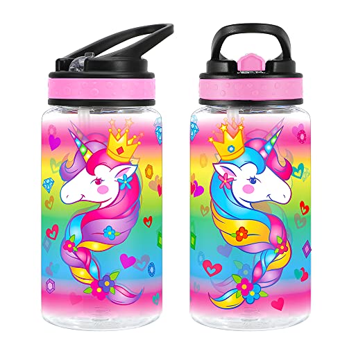 15oz Unicorn Water Bottle for Kids - BPA Free, Leak Proof