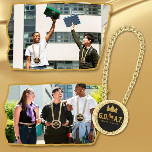 GOAT Turnover Chain - 6" Big Gold Medal Trophy Necklace