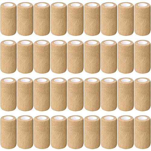 Treela 36 Pcs Self-Adherent Bandage Wrap 4 Inch x 5 Yard Nude - Breathable Elastic Tape for First Aid, Sports, Pet Care