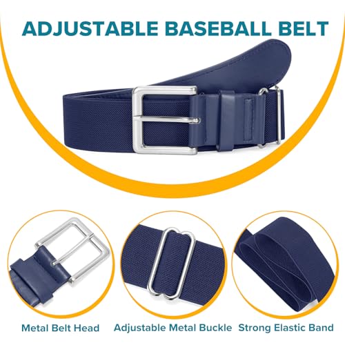 Youth Baseball Socks and Belt Combo - Medium Navy Sports Set for Boys & Girls