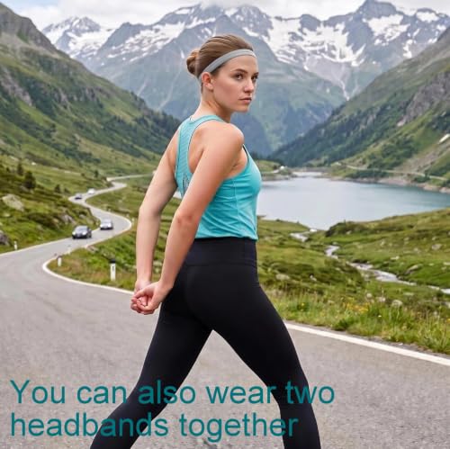 Non-Slip Athletic Headbands - Black 5 Pack for Sports & Fitness