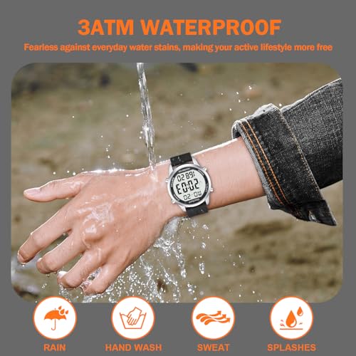 Pedometer Watch for Walking - Senior Step Counter - Black