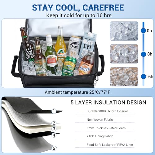 80-Can Collapsible Rolling Cooler with Wheels – 50L Double Bag Portable Cooler EKAZRIH