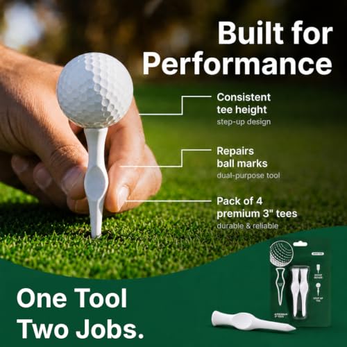 3-Inch Step-Up Golf Tee & Divot Repair Tool - 5 Pack