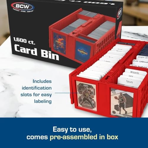 BCW Collectible Card Storage Bin - Holds 1,600 Cards, Stackable, Red, Single Pack