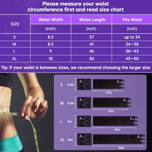 Waist Trimmer Sweat Belt for Men & Women - Purple, 8.5" x 41"