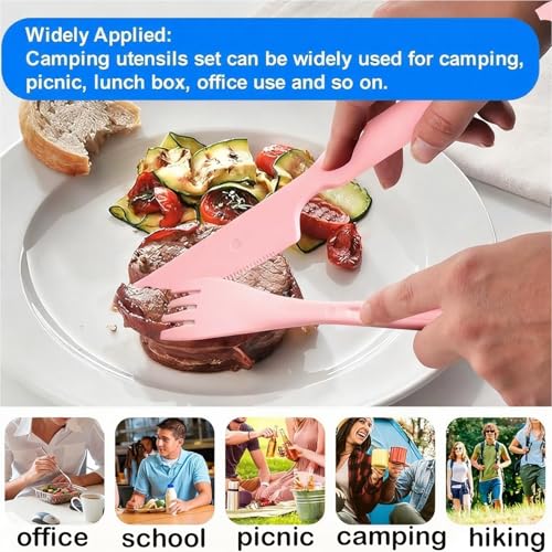 Reusable Wheat Straw Cutlery Set - Knife, Fork & Spoon - Pink