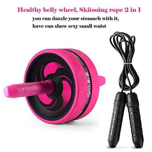 Ab Roller Wheel Set for Abs Workout - Includes Knee Mat & Jump Rope - Pink
