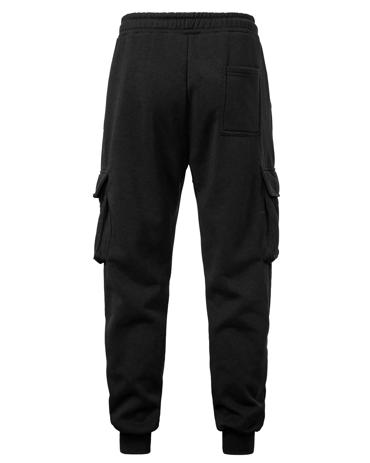PIDOGYM Mens Fleece Cargo Sweatpants Heavyweight Tapered Joggers Athletic for Men Workout Running with Pockets Black