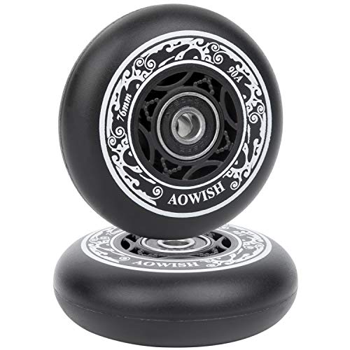 AOWISH 76mm Black Ripsurf Wheels with Bearings ABEC-9 for Skateboards & Scooters