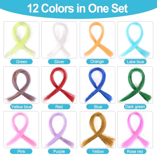 12-Color Crystal Flash Line for Fly Tying Lures