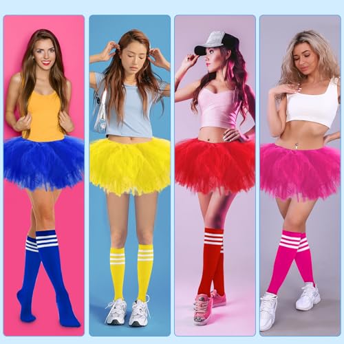 WYVAS 30 Short Neon Tutu Skirt - 5-Layer Tulle Dance Skirt with Tube Socks & Sunglasses (Variant: Yellow, 30 Short)