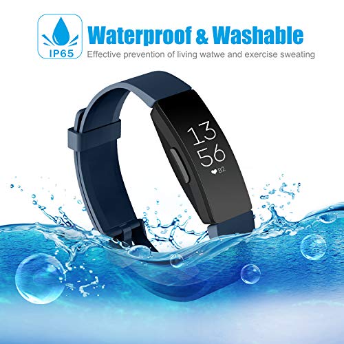 Sport Bands for Fitbit Inspire HR & Ace 2 - Black/Gray/Navy Blue, Large