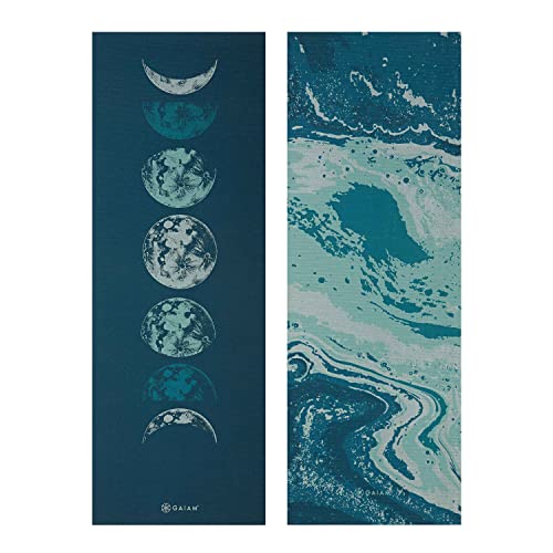 Premium 6mm Reversible Yoga Mat - Lunar Wave Design