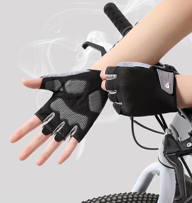 Half-Finger Workout Gloves with Padded Palm - Anti-Slip Gym Training - Black/Medium