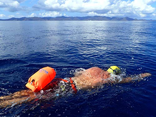 Large Orange Swim Buoy Safety Float and Dry Bag for Open Water Swimming