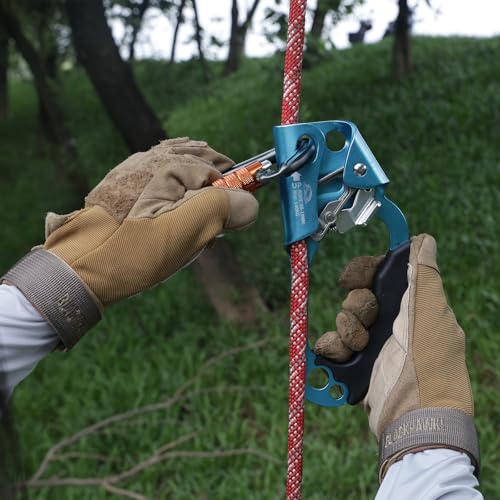 Erosados Hand Ascender for Outdoor Rock Climbing Ascender Strong Rappelling Gear for 8-13mm Rope Climbing Equipment for Tree Climbing Mountaineering Caving Adventures (Right Hand)