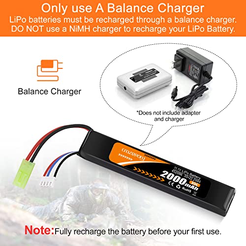 11.1V 2000mAh LiPo Airsoft Battery with Mini Tamiya Connector