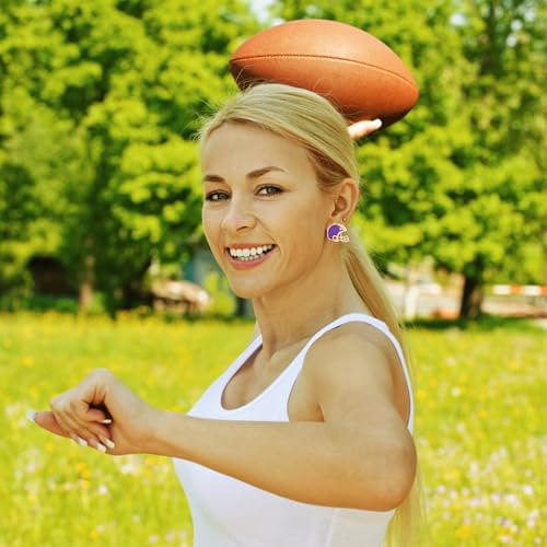 FAERLIIRY Football Earrings for Women Game Day Jewelry Team Support Purple Yellow 3 Pairs