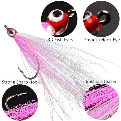 JSHANMEI 5pcs Colorful Clouser Minnow Fly Fishing Flies for Saltwater & Freshwater Fish