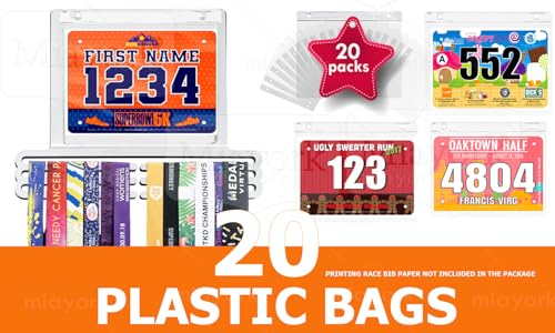 Bib Race Medal Holder Display Rack - 20 Bags, White