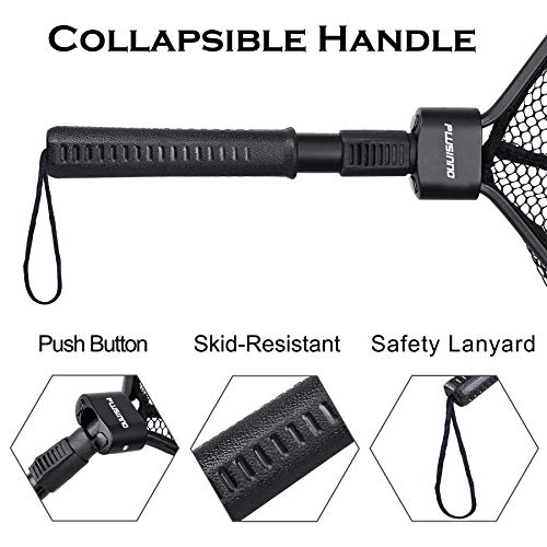 PLUSINNO 17" x 12" Fly Fishing Net with 24.5" Extend, Folding Landing Net for Fresh Water