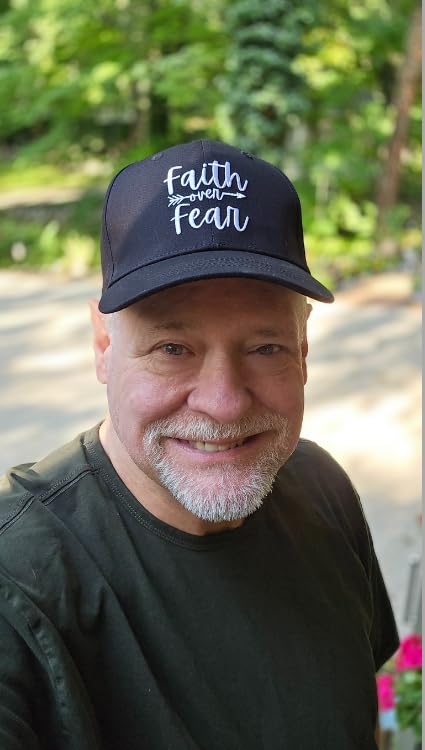 Faith Over Fear Christian Baseball Cap Embroidered Hat Black White - Religious Gift