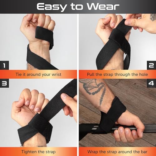 Grip Lifting Straps for Weightlifting - Black (Anti-Slip)