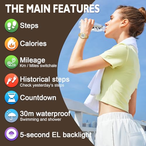Pedometer Watch for Women - Step Counter with Steel Mesh Band