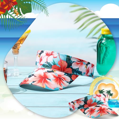 Hawaiian Floral Visor Hat for Women - Adjustable Beach Cap