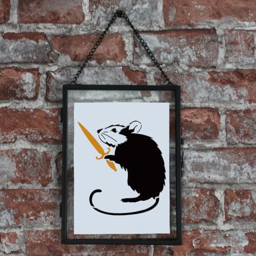 FINGERINSPIRE 6PCS Banksy Rat Painting Stencil, 8.3x11.7 Inch Reusable Mouse Pattern Templates for DIY Crafts on Wood, Wall, Canvas, Fabric & Furniture - Banksy Love Rat Theme