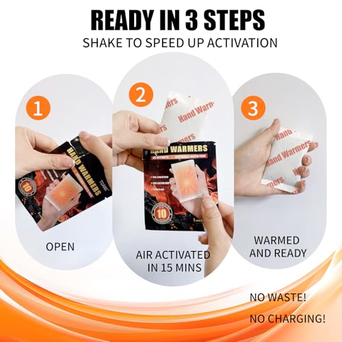 Disposable Hand Warmers - 10 Pack, 10-Hour Long Lasting Odorless Heat
