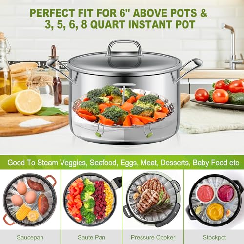 Stainless Steel Vegetable Steamer Basket - Expandable 5.5" to 9"