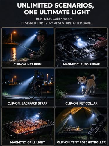 Vefhby 2-Pack Mini Magnetic LED Running & Work Lights with Arm Band & Magnetic Base - Variation 2