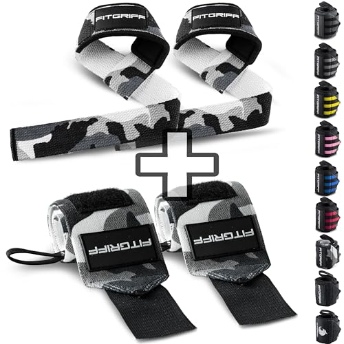 Lifting Straps & Wrist Wraps Bundle - Camo Grey / One Size