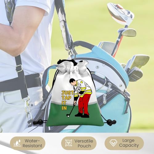 Artpreti Golf Pouch Bag- Just Tap It in Leather Valuables Pouch with Drawstrings