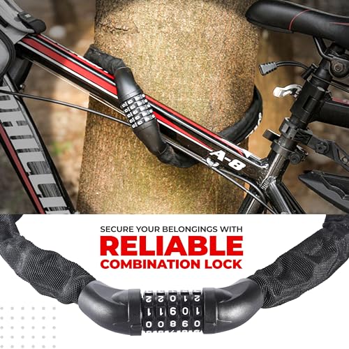 Heavy Duty Bike Lock – 5-Digit Combination Chain & Cable Lock, 35.4"