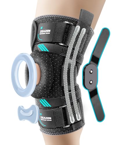 ZEAZEN Adjustable Medium Hinged Knee Brace with Dual Metal Side Stabilizers & Patella Support for ACL & Meniscus Recovery
