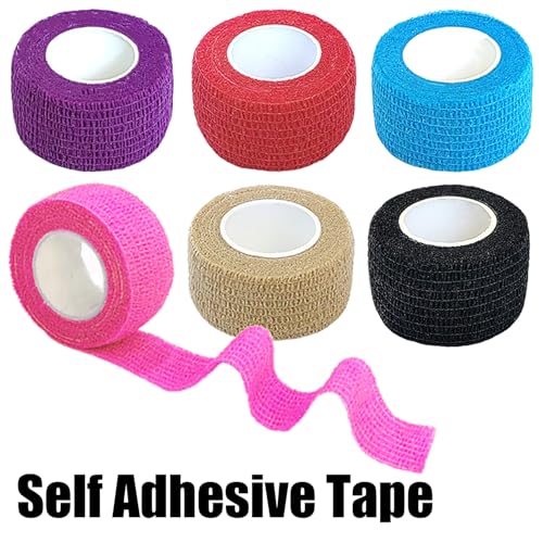 6 Pack Self-Adherent Cohesive Bandage Tape - 1 Inch Breathable Athletic Wrap