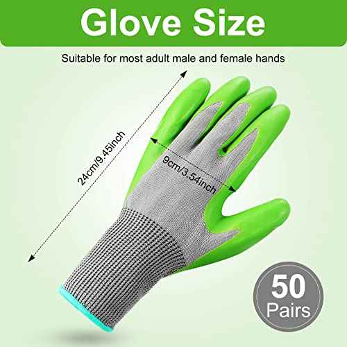 Jexine 50 Pairs Safety Gloves Men Garden Gloves for Men Women with Breathable Latex Coated and reliable Grip
