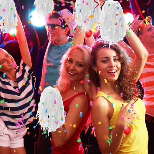 Meooeck White Cheerleading Pom Poms 80 Pcs Sports Dance Spirit Cheer Accessories