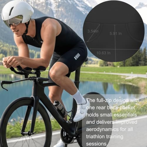 Men's Triathlon Suit - Breathable Quick-Drying Sleeveless Trisuit with Full Zip Pocket